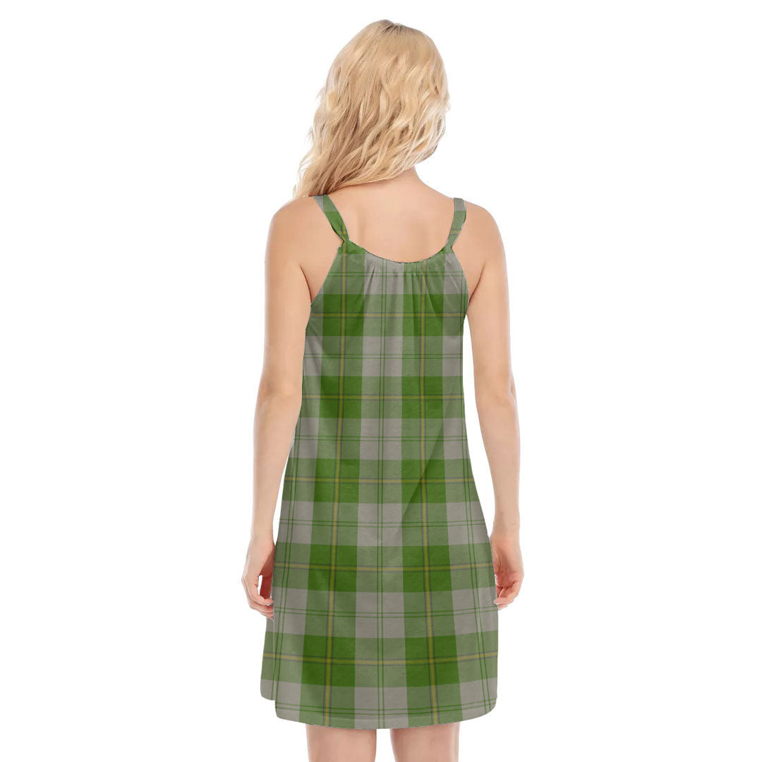 Cunningham Dress Green Dancers Tartan Crest O-neck Cami Dress