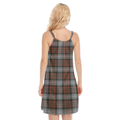 MacRae Hunting Weathered Tartan Crest O-neck Cami Dress