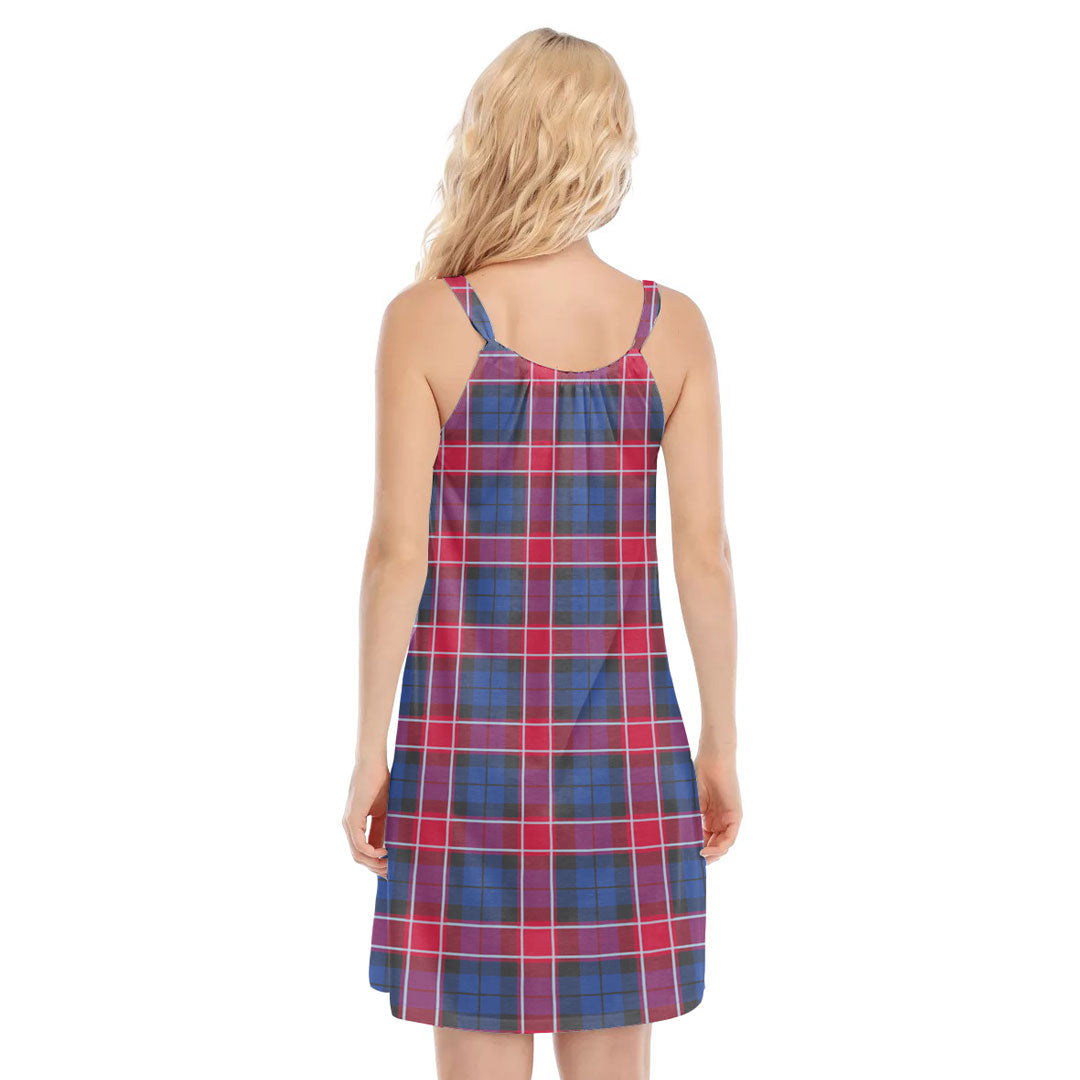 Graham of Menteith Red Tartan Crest O-neck Cami Dress