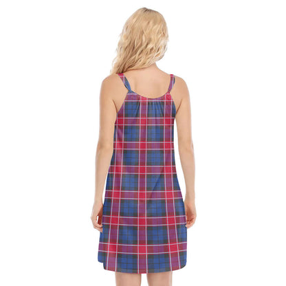 Graham of Menteith Red Tartan Crest O-neck Cami Dress