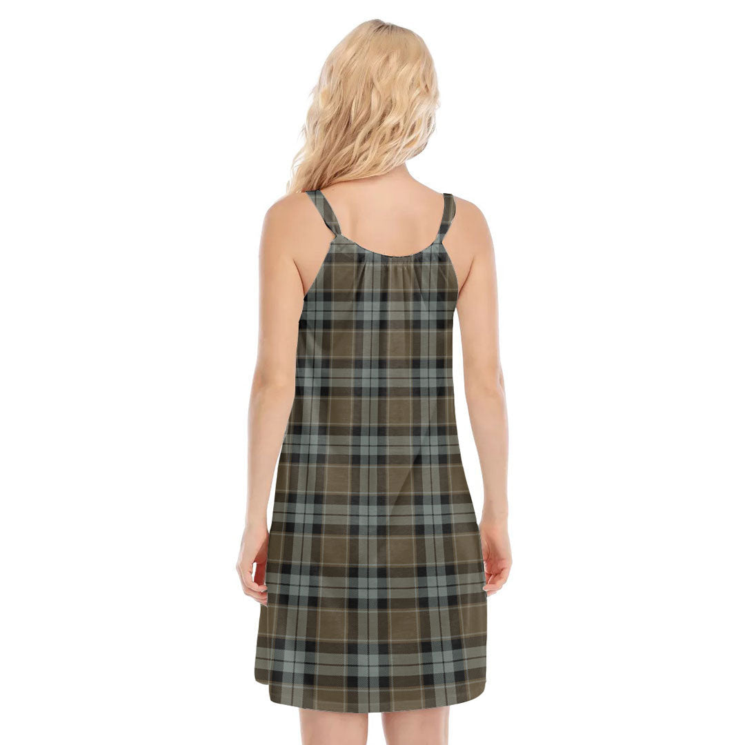 Graham of Menteith Weathered Tartan Crest O-neck Cami Dress