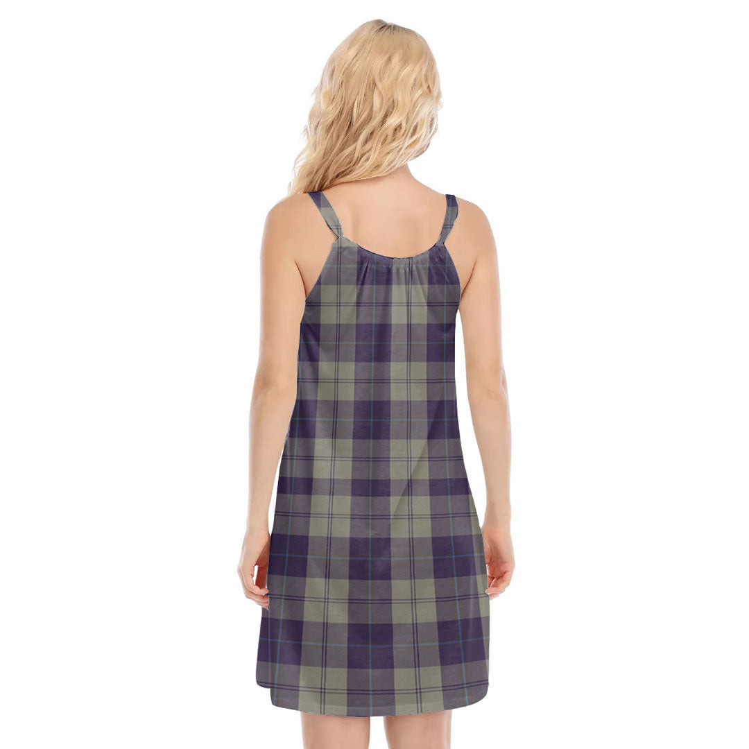 Cunningham Dress Blue Dancers Tartan Crest O-neck Cami Dress