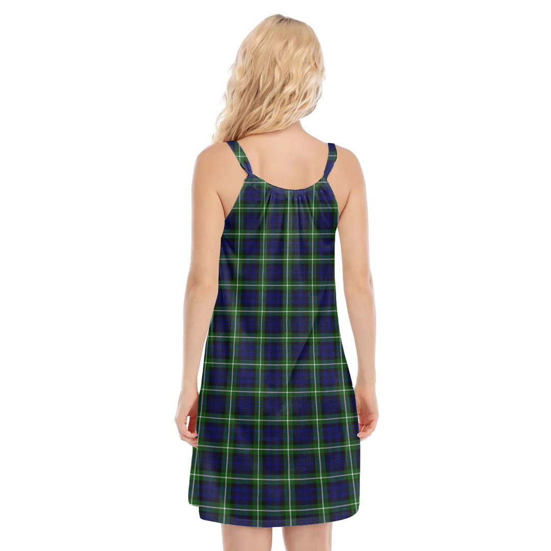 Lamont Modern Tartan Crest O-neck Cami Dress