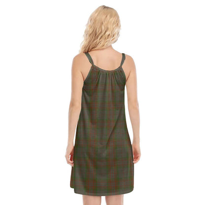 Gray Tartan Crest O-neck Cami Dress