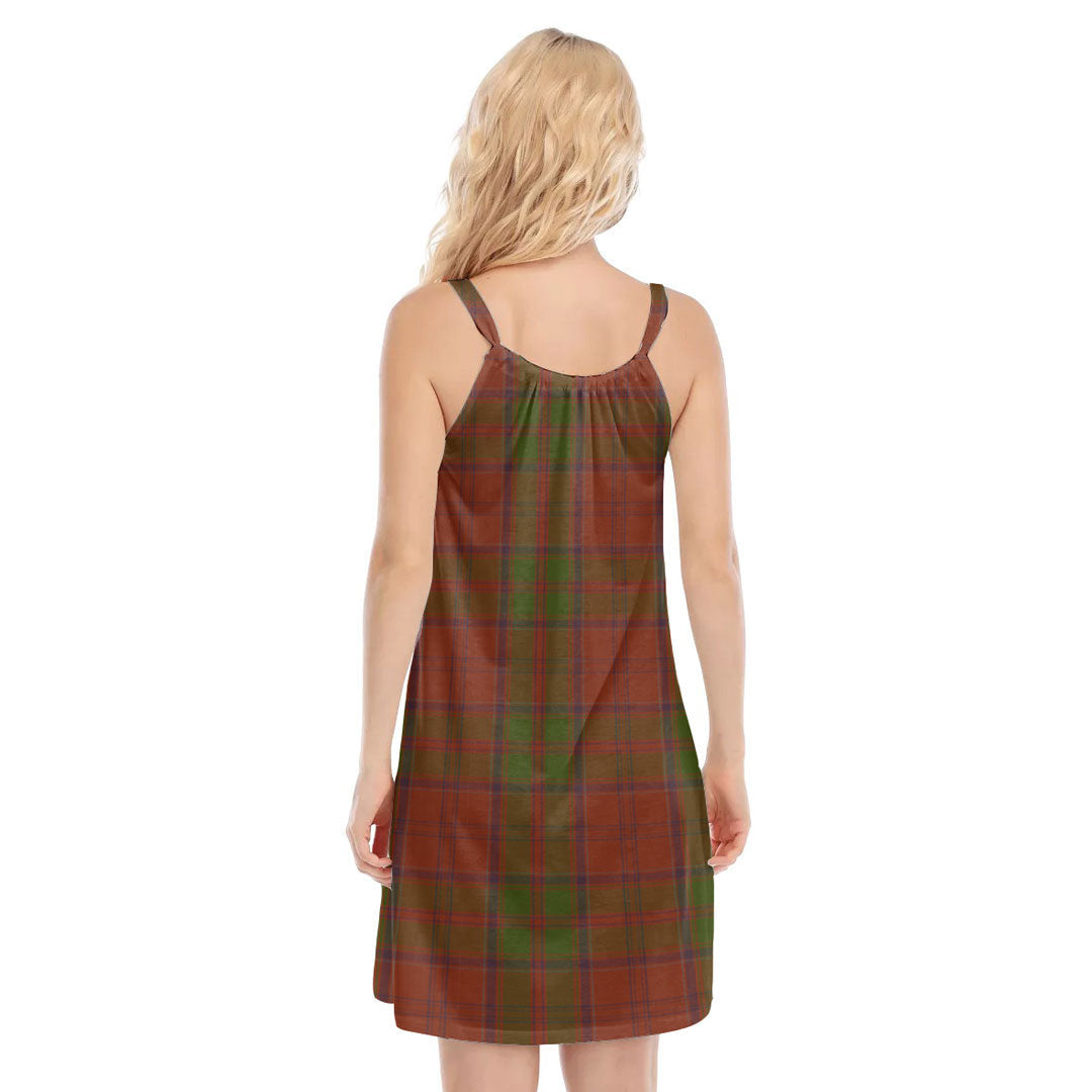 Drummond Tartan Plaid Tartan Crest O-neck Cami Dress