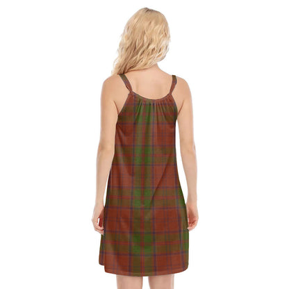 Drummond Tartan Plaid Tartan Crest O-neck Cami Dress