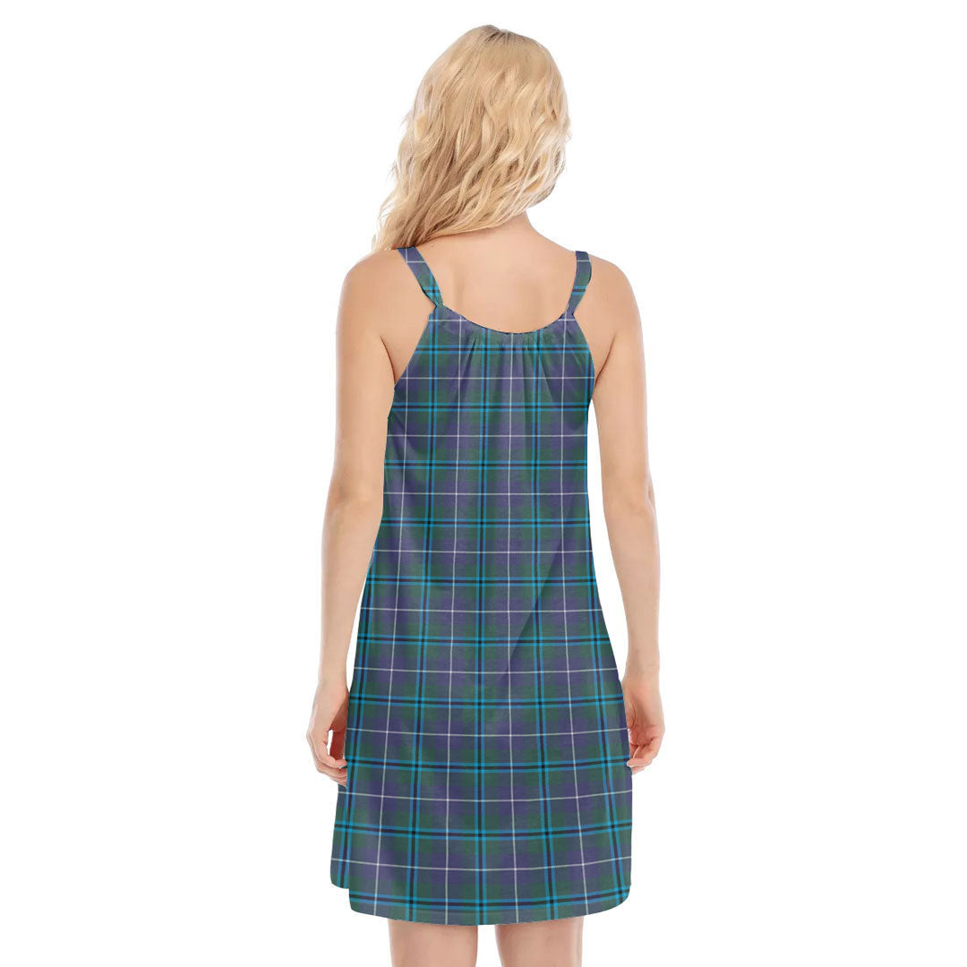 Douglas Modern Tartan Crest O-neck Cami Dress