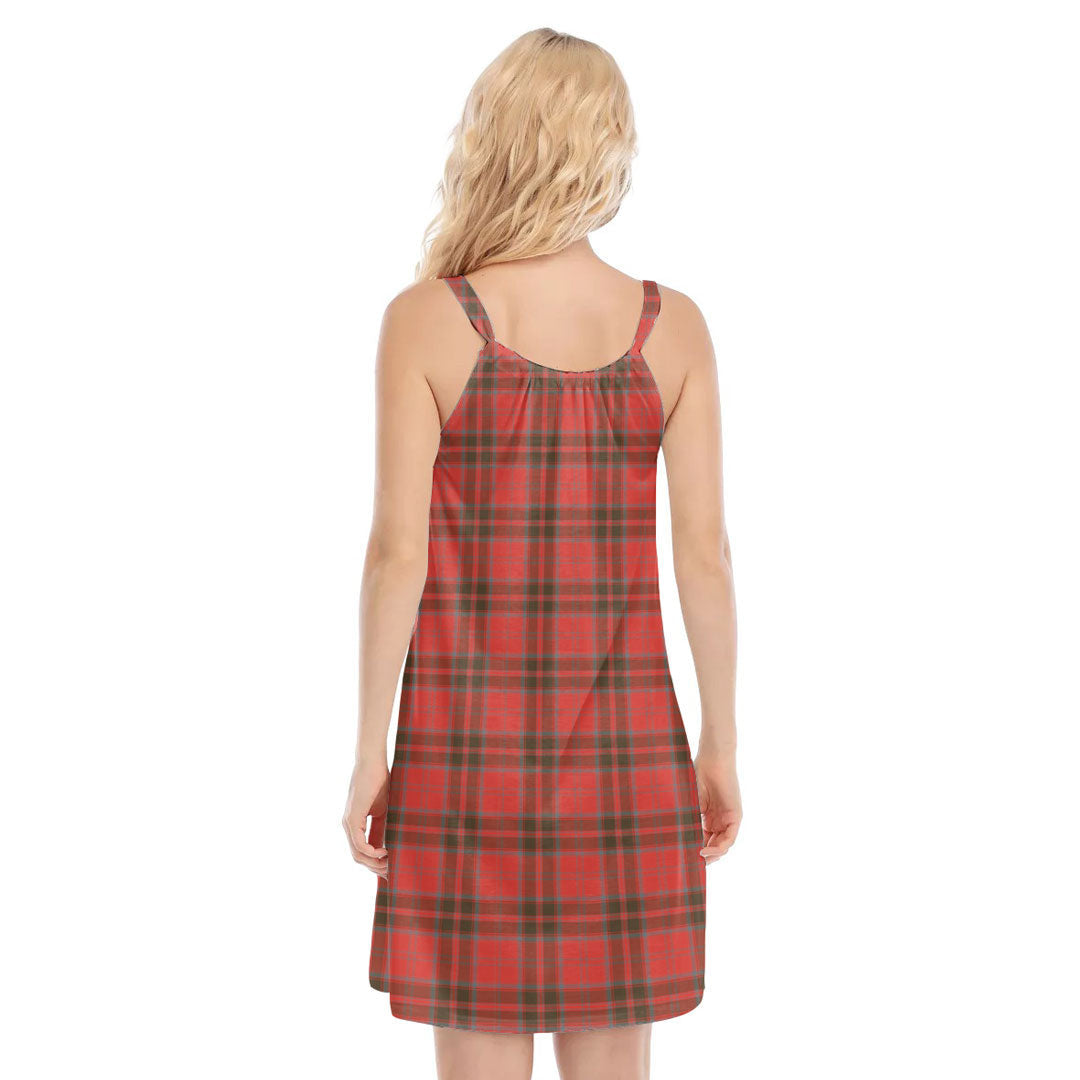 Grant Weathered Tartan Crest O-neck Cami Dress