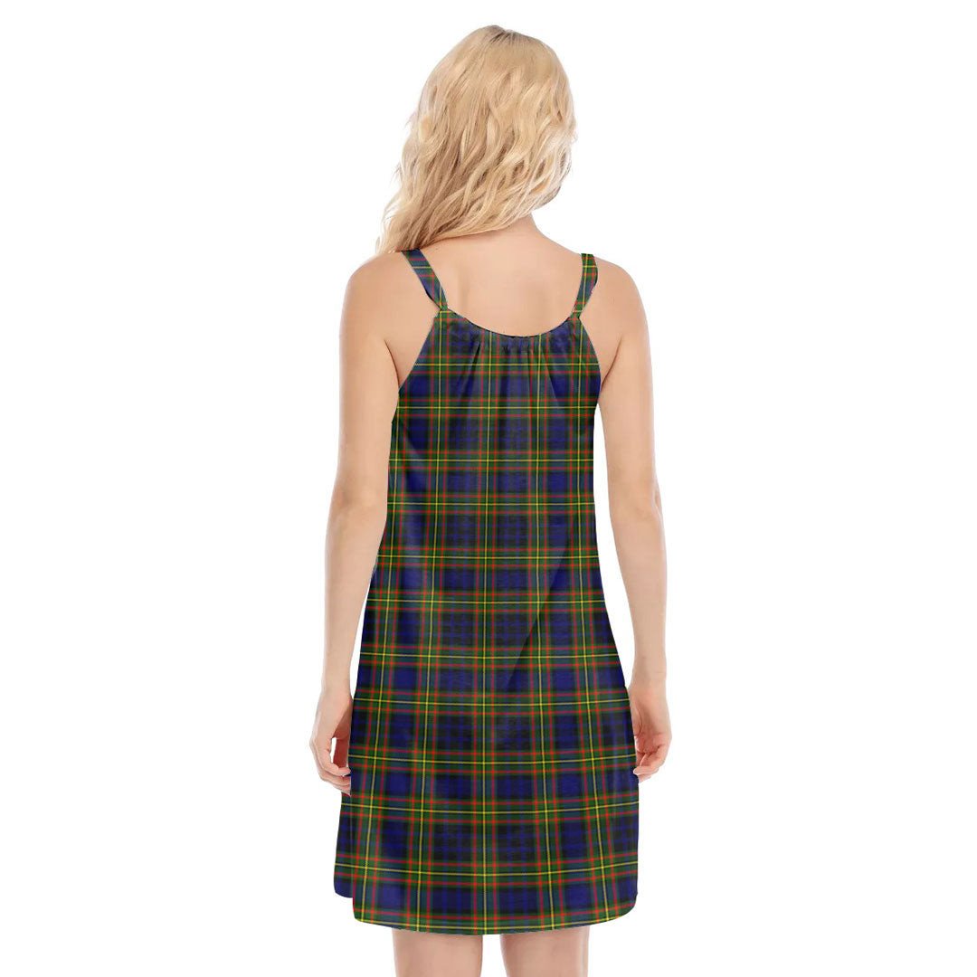 Clelland Modern Tartan Crest O-neck Cami Dress