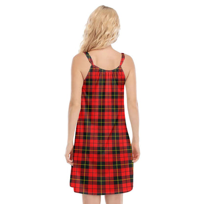 Wallace Hunting Red Tartan Crest O-neck Cami Dress