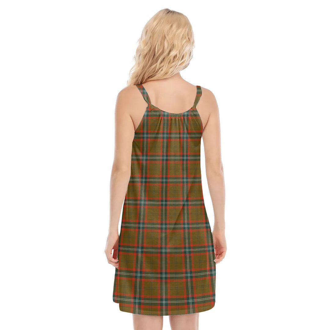 Seton Hunting Modern Tartan Crest O-neck Cami Dress