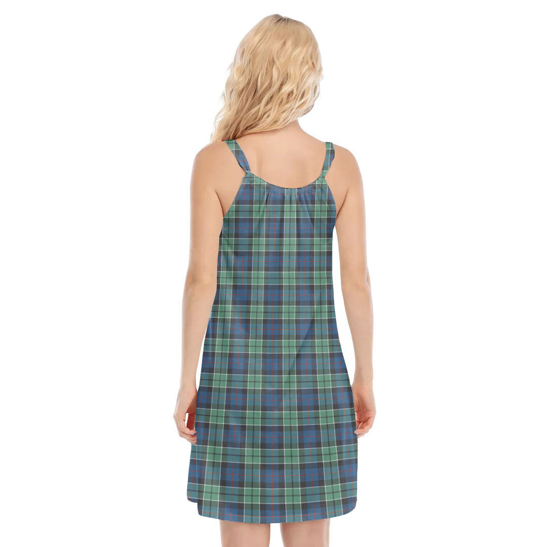 Leslie Hunting Ancient Tartan Crest O-neck Cami Dress