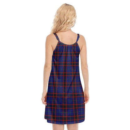 Home Modern Tartan Crest O-neck Cami Dress