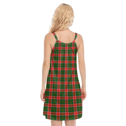 Pollock Modern Tartan Crest O-neck Cami Dress