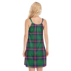 Young Modern Tartan Crest O-neck Cami Dress
