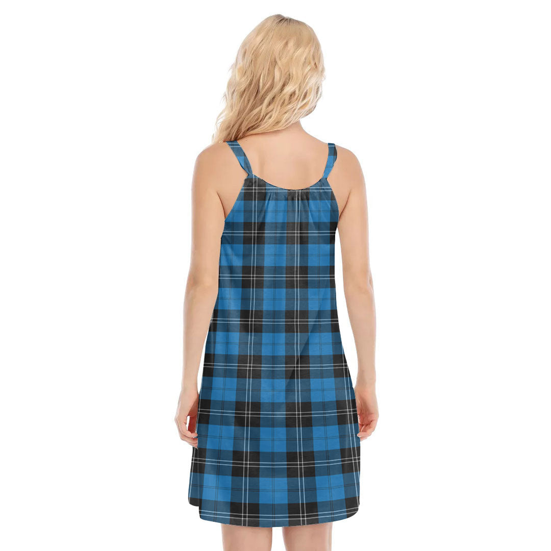 Ramsay Blue Ancient Tartan Crest O-neck Cami Dress