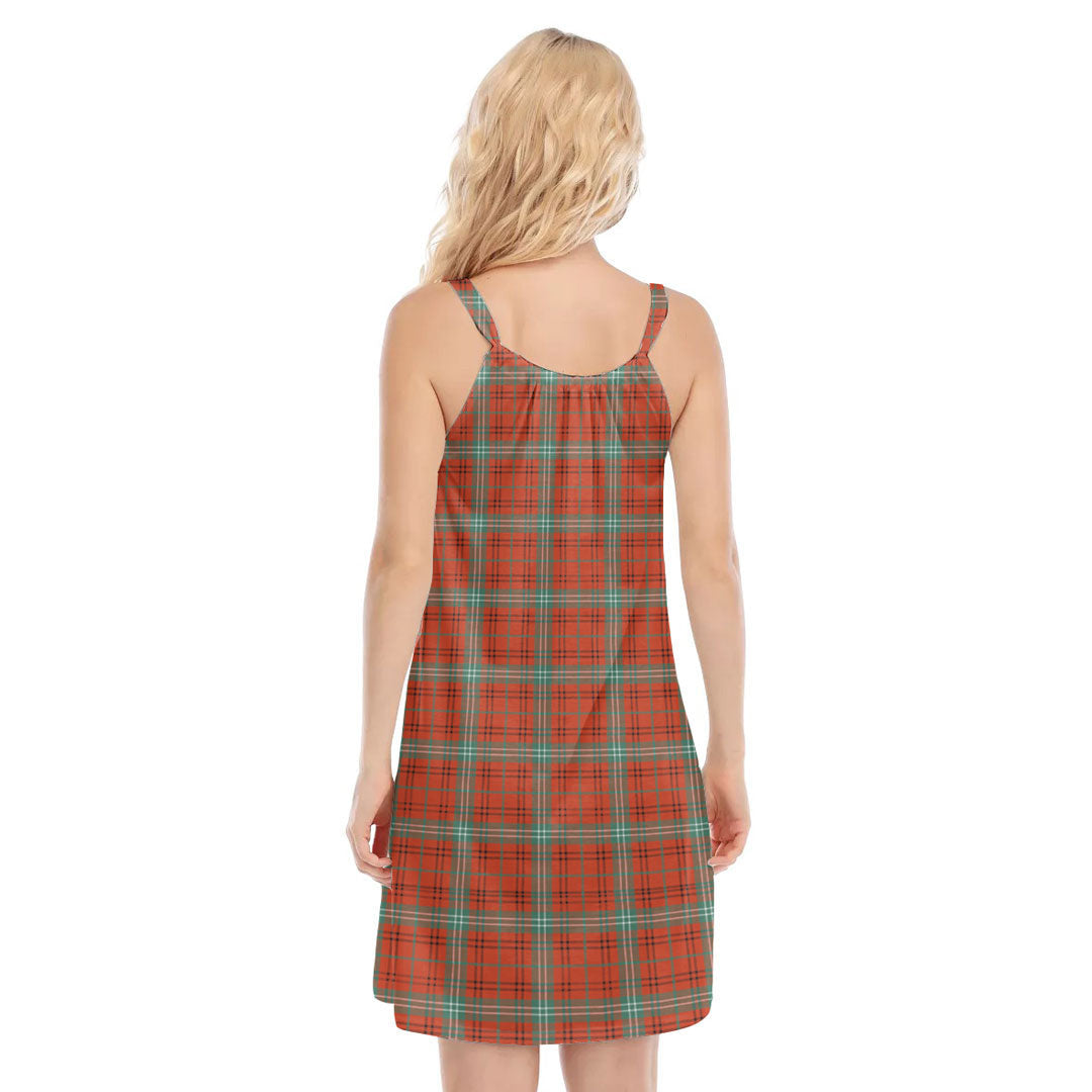 Morrison Red Ancient Tartan Crest O-neck Cami Dress