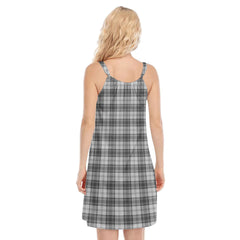 Douglas Grey Modern Tartan Crest O-neck Cami Dress