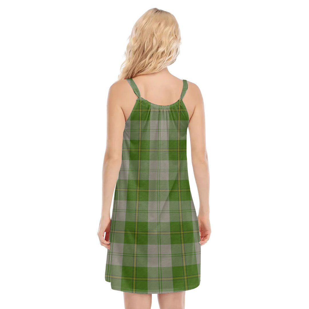 Cunningham Dress Green Dancers Tartan Plaid O-neck Cami Dress