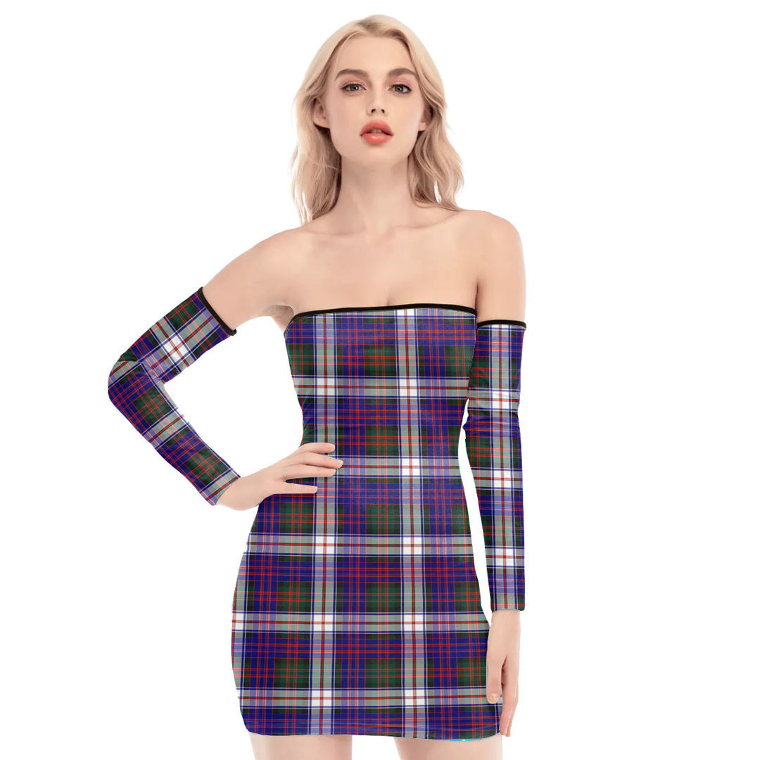 MacDonald Dress Modern Tartan Plaid Off-Shoulder Back Lace-Up Dress