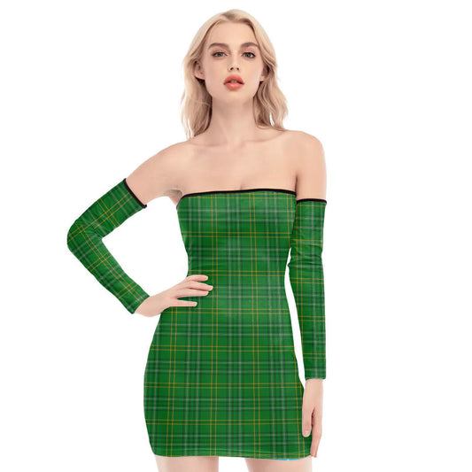 Wexford County Tartan Plaid Off-Shoulder Back Lace-Up Dress