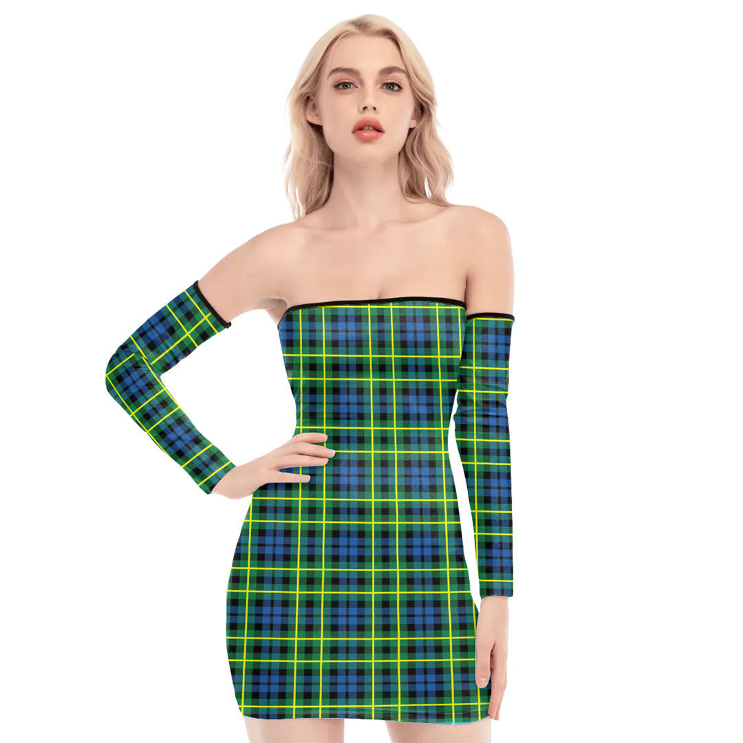 Campbell of Breadalbane Ancient Tartan Plaid Off-Shoulder Back Lace-Up Dress