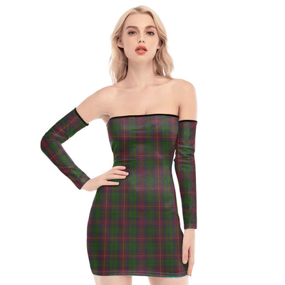 Cairns Tartan Plaid Off-Shoulder Back Lace-Up Dress