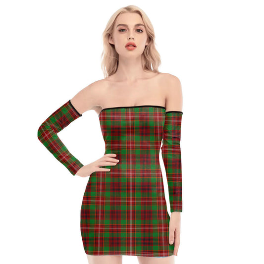 Ainslie Tartan Plaid Off-Shoulder Back Lace-Up Dress