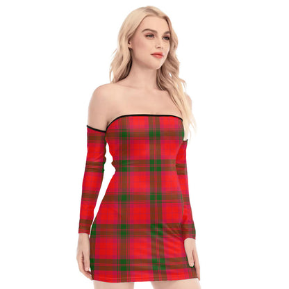 MacNab Modern Tartan Plaid Off-Shoulder Back Lace-Up Dress