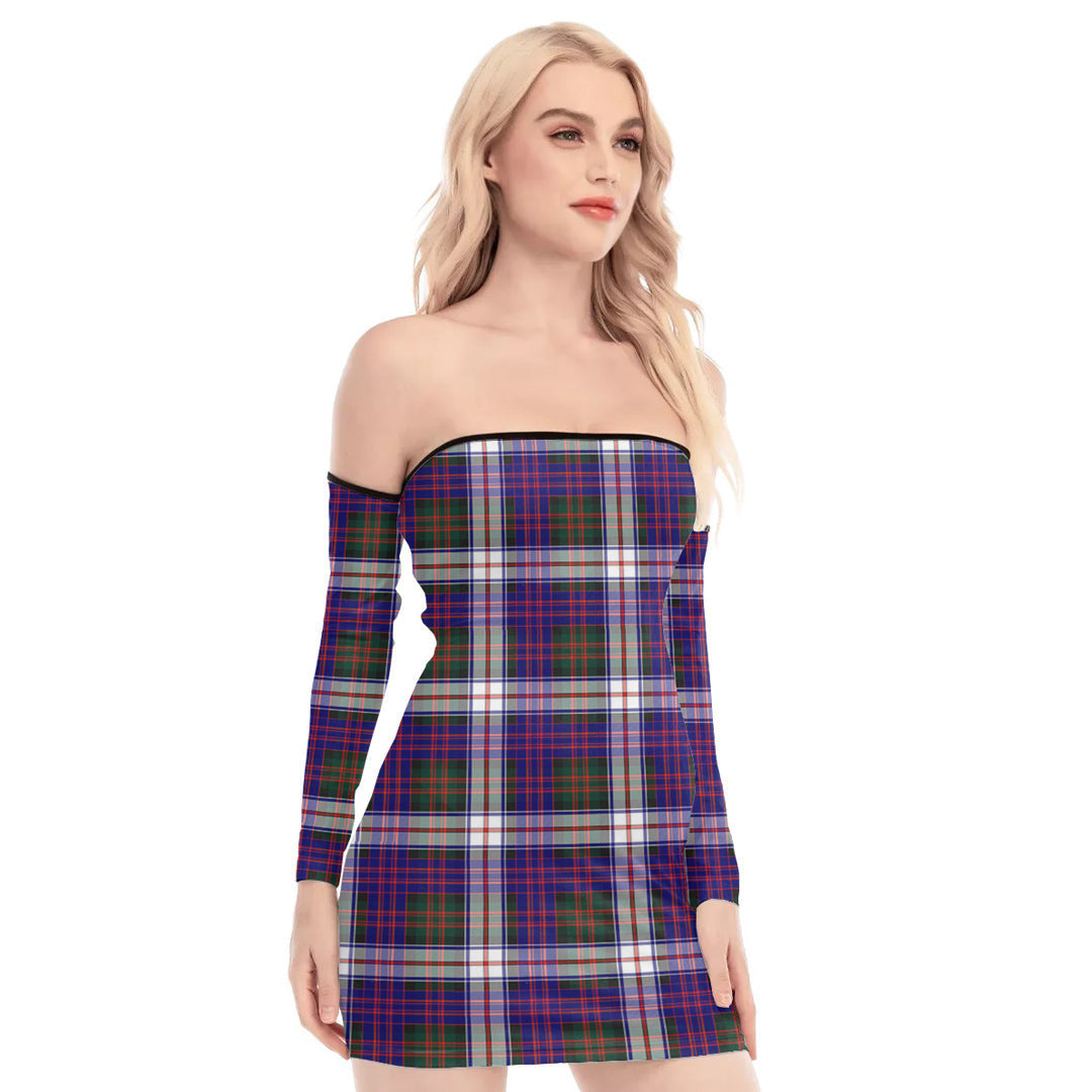 MacDonald Dress Modern Tartan Plaid Off-Shoulder Back Lace-Up Dress