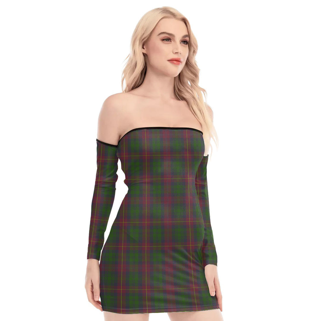 Cairns Tartan Plaid Off-Shoulder Back Lace-Up Dress