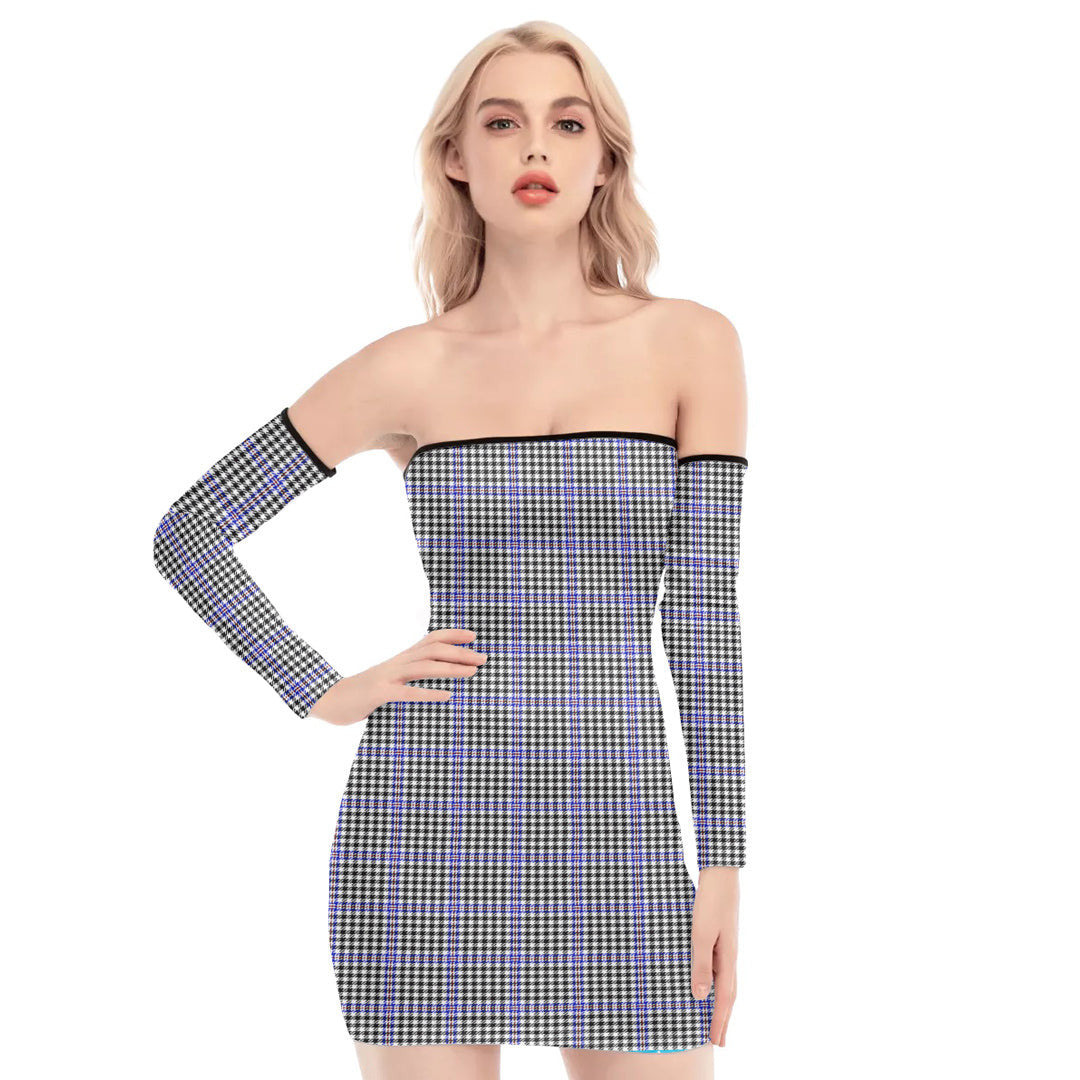 Sir Walter Scott Tartan Plaid Off-Shoulder Back Lace-Up Dress