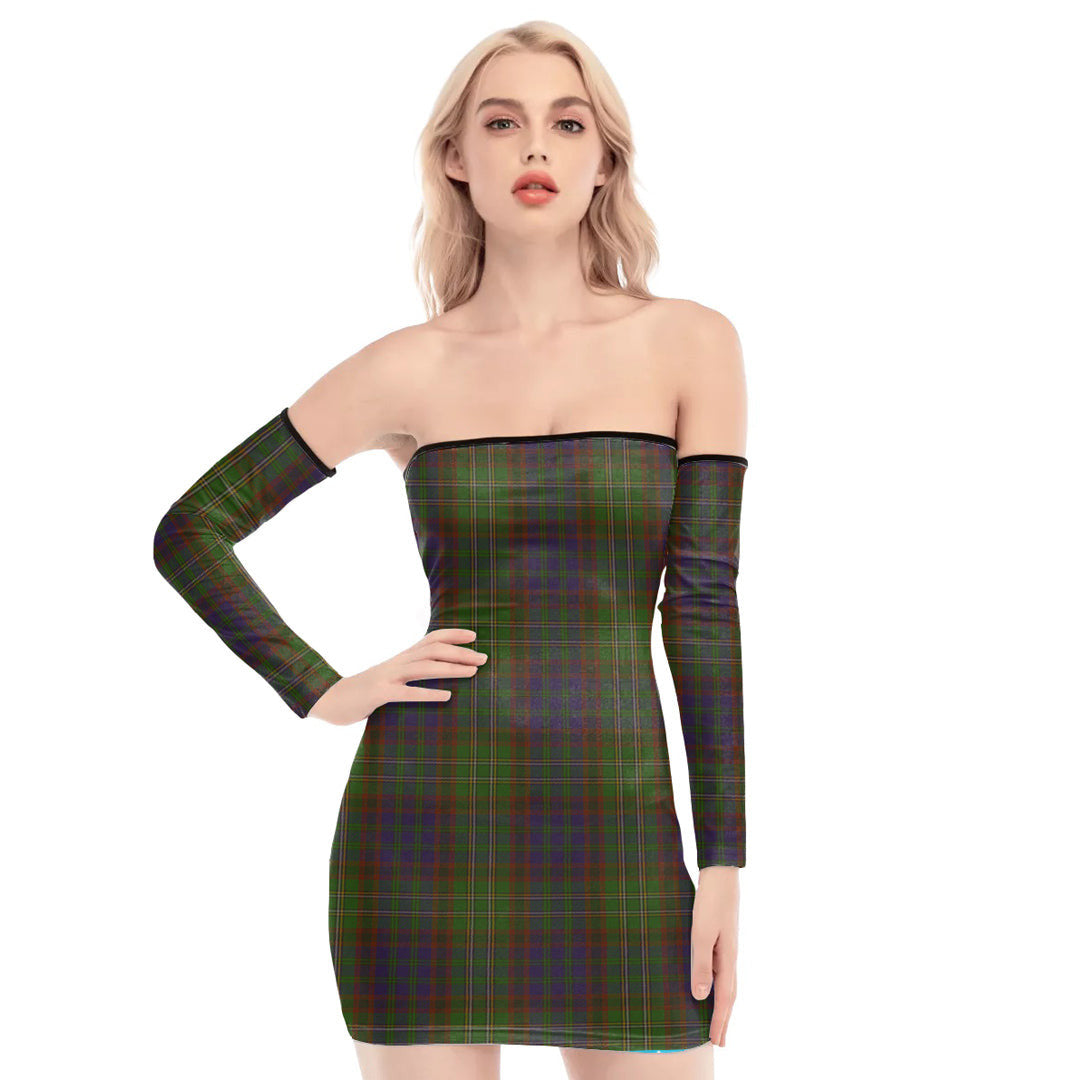 Cunningham Hunting Modern Tartan Plaid Off-Shoulder Back Lace-Up Dress