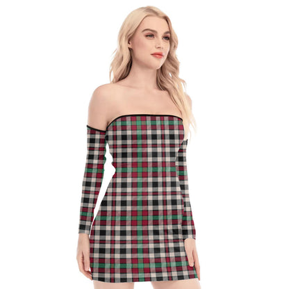 Borthwick Dress Ancient Tartan Plaid Off-Shoulder Back Lace-Up Dress