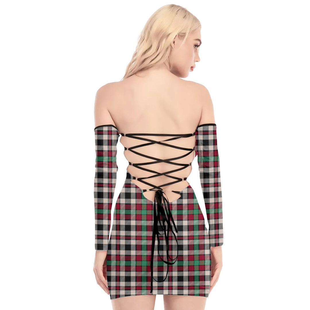 Borthwick Dress Ancient Tartan Plaid Off-Shoulder Back Lace-Up Dress