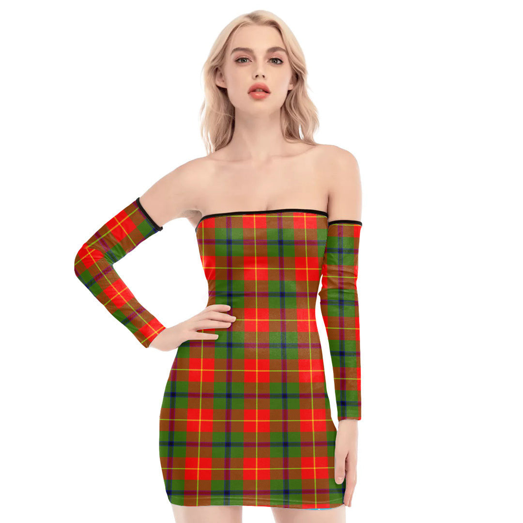 Turnbull Dress Tartan Plaid Off-Shoulder Back Lace-Up Dress