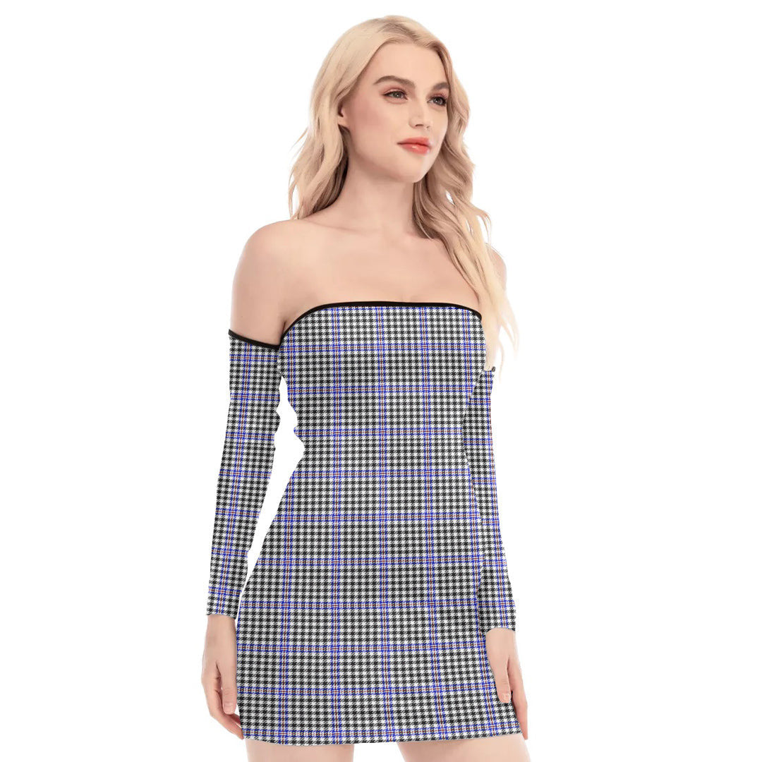 Sir Walter Scott Tartan Plaid Off-Shoulder Back Lace-Up Dress