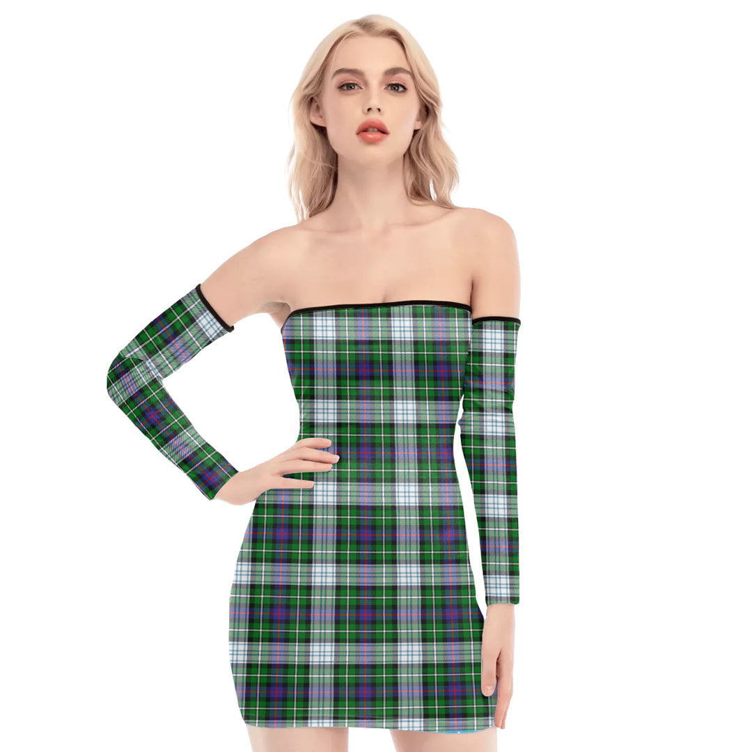 MacKenzie Dress Modern Tartan Plaid Off-Shoulder Back Lace-Up Dress