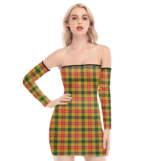 Baxter Tartan Plaid Off-Shoulder Back Lace-Up Dress