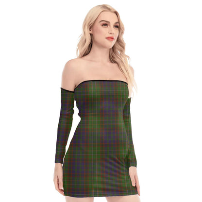 Cunningham Hunting Modern Tartan Plaid Off-Shoulder Back Lace-Up Dress