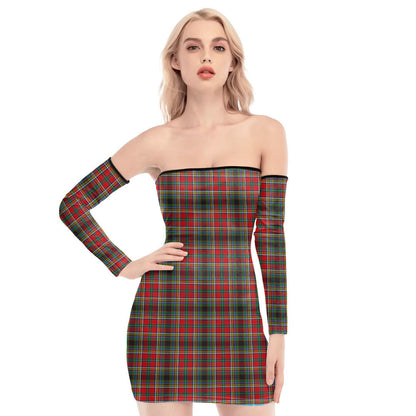 Anderson of Arbrake Tartan Plaid Off-Shoulder Back Lace-Up Dress