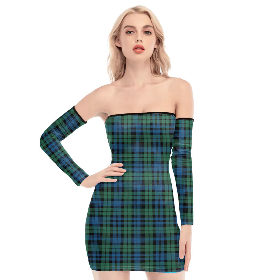 Campbell Ancient 02 Tartan Plaid Off-Shoulder Back Lace-Up Dress