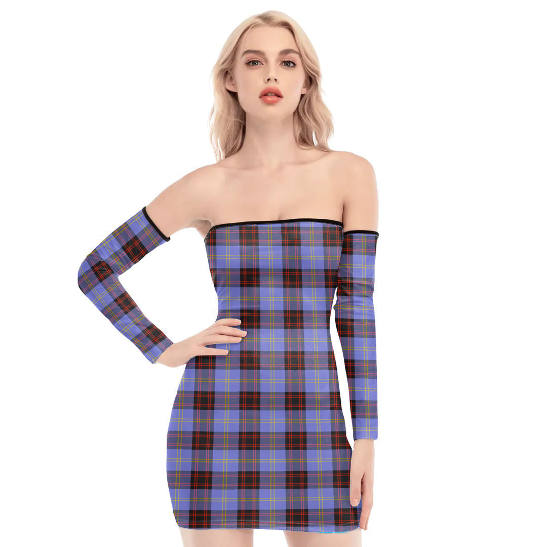 Rutherford Tartan Plaid Off-Shoulder Back Lace-Up Dress