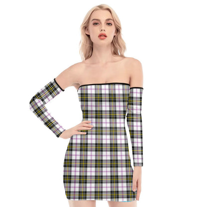 MacPherson Dress Modern Tartan Plaid Off-Shoulder Back Lace-Up Dress