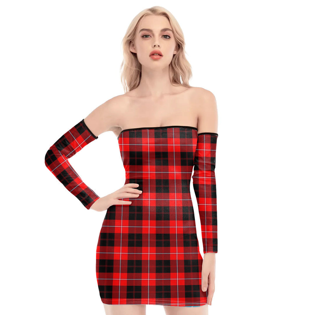 Cunningham Modern Tartan Plaid Off-Shoulder Back Lace-Up Dress