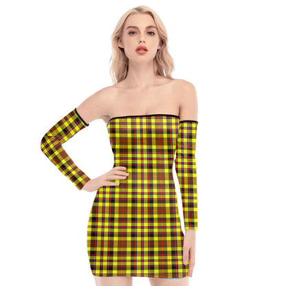 Jardine Tartan Plaid Off-Shoulder Back Lace-Up Dress