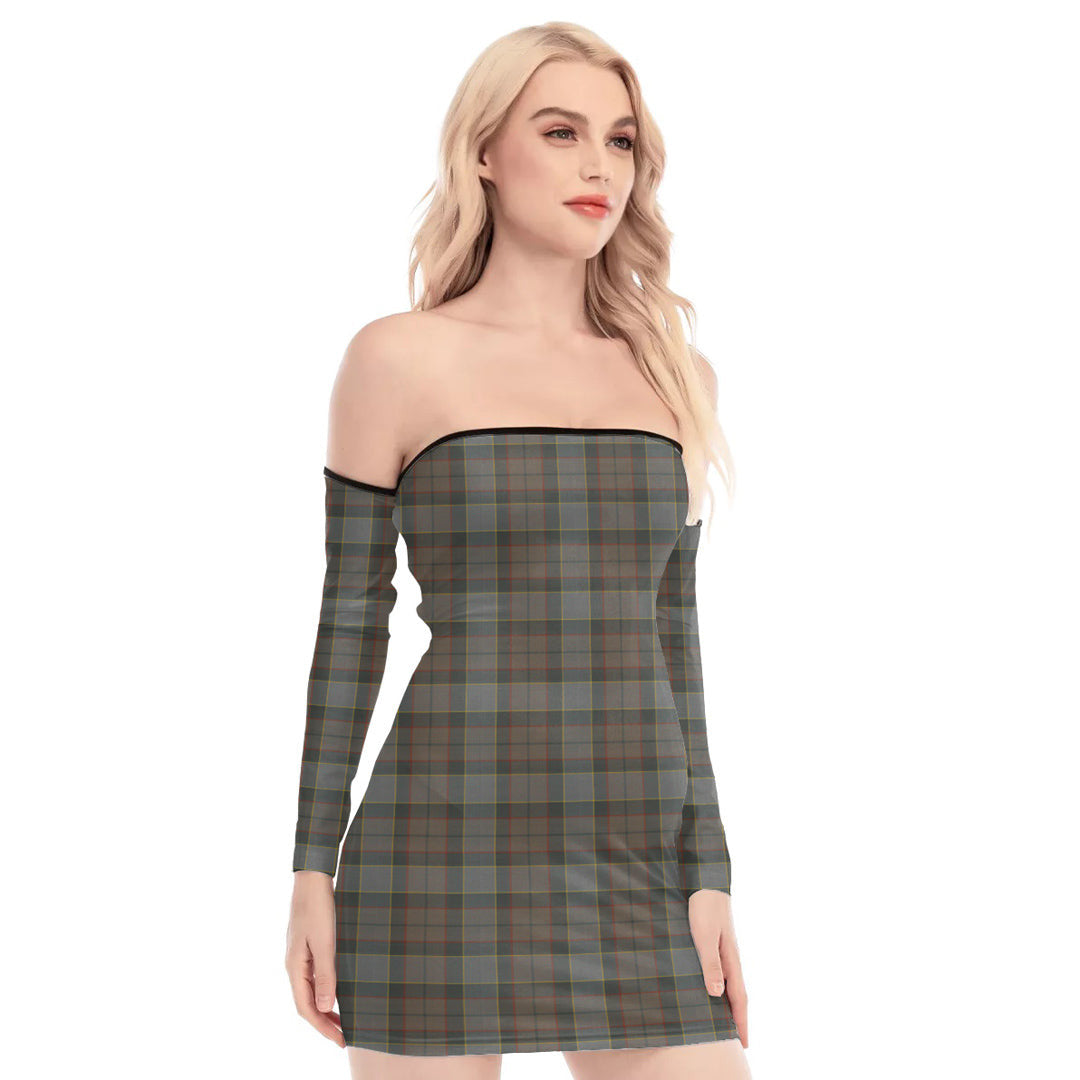 Outlander Fraser Tartan Plaid Off-Shoulder Back Lace-Up Dress