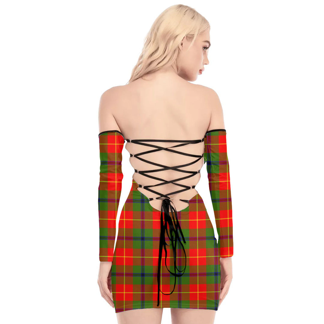 Turnbull Dress Tartan Plaid Off-Shoulder Back Lace-Up Dress