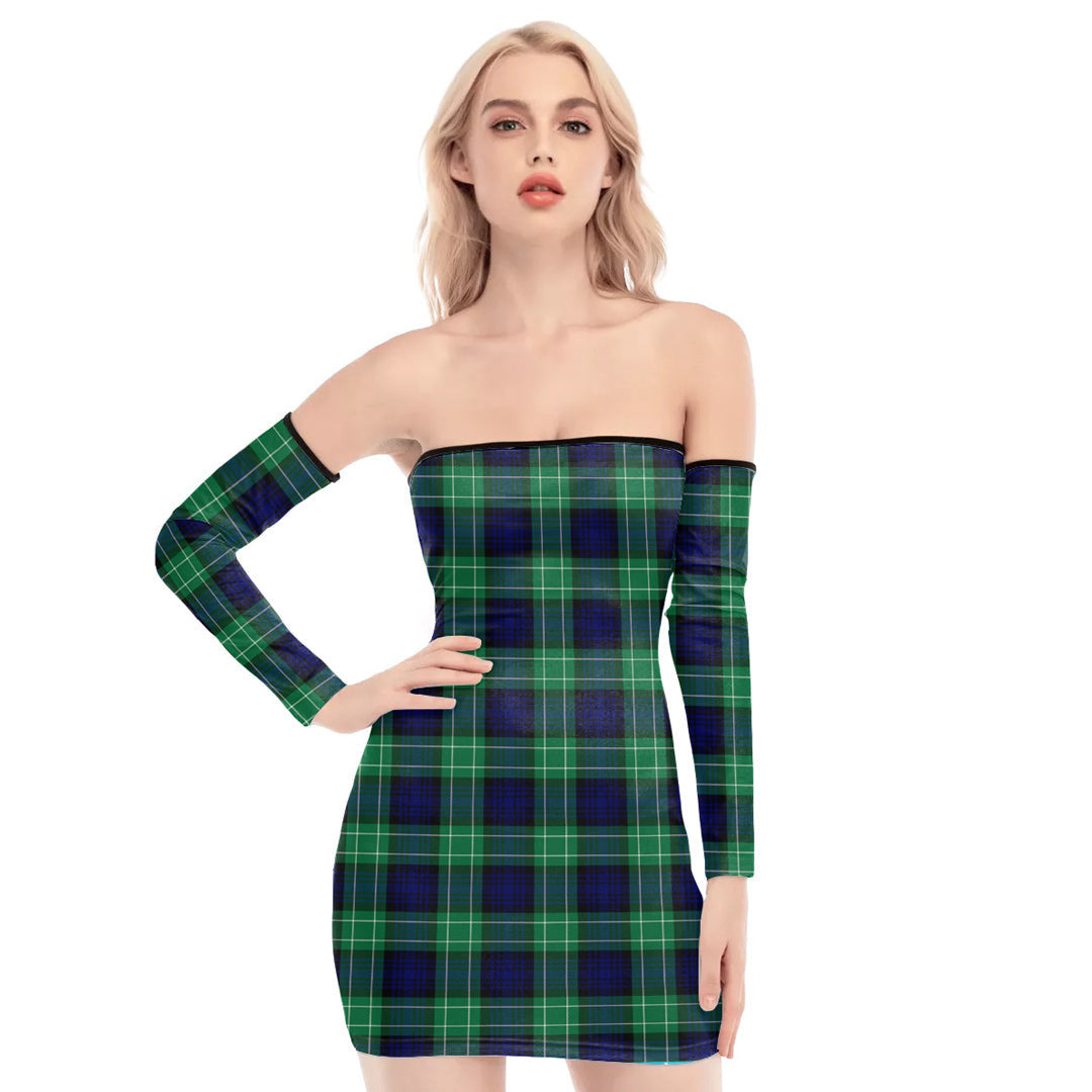 Abercrombie Tartan Plaid Off-Shoulder Back Lace-Up Dress