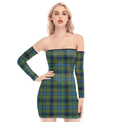 Gillies Ancient Tartan Plaid Off-Shoulder Back Lace-Up Dress